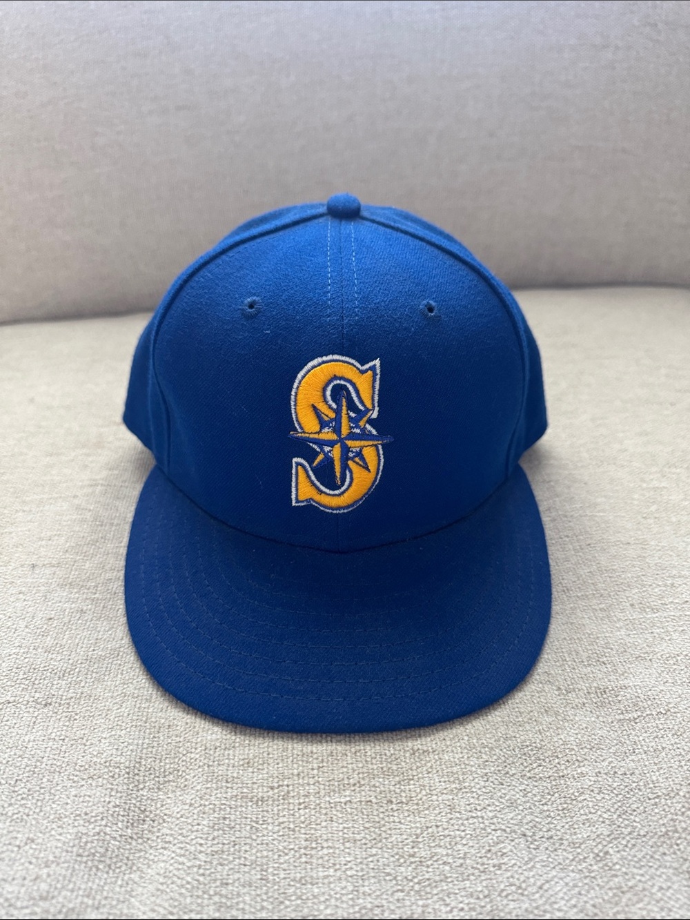 Kids Blue Baseball Cap with Yellow Lettering